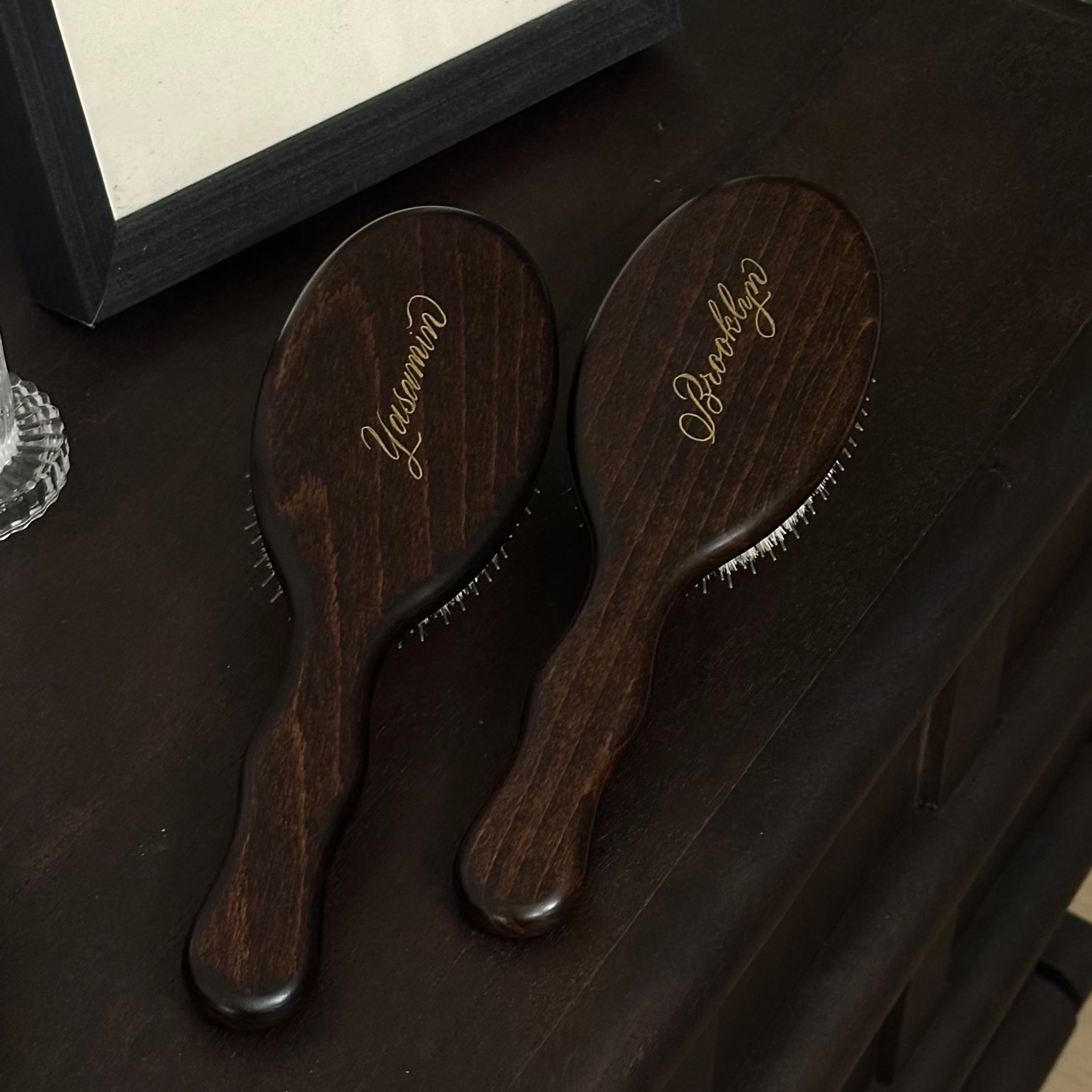 Hand-Engraved personalized Boar Bristle Brush