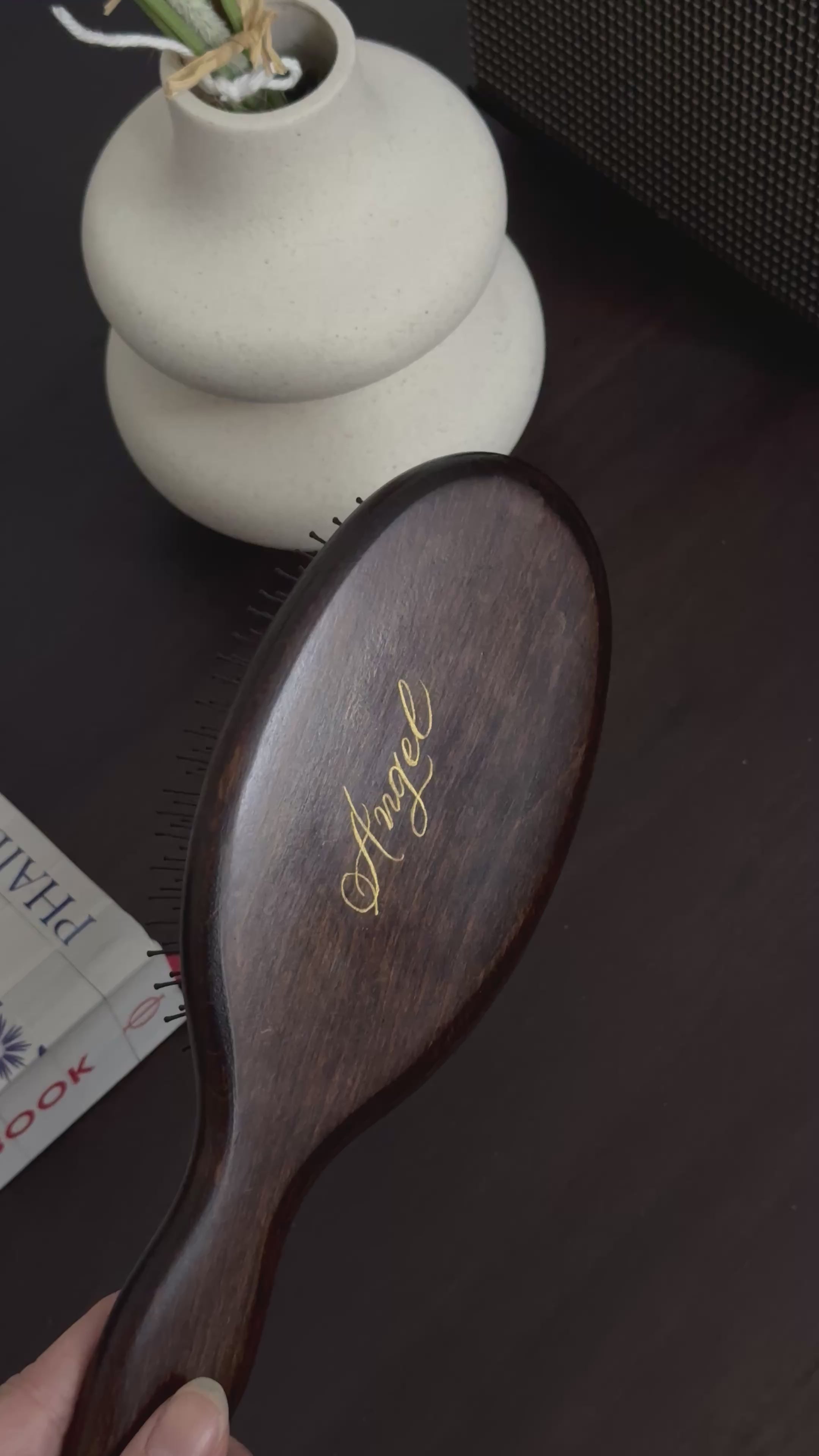 Hand-Engraved personalized Boar Bristle Brush
