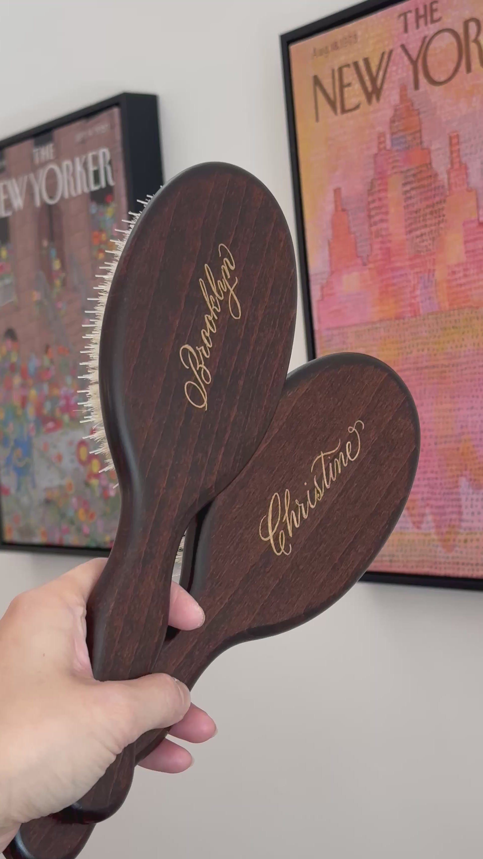 Hand-Engraved personalized Boar Bristle Brush